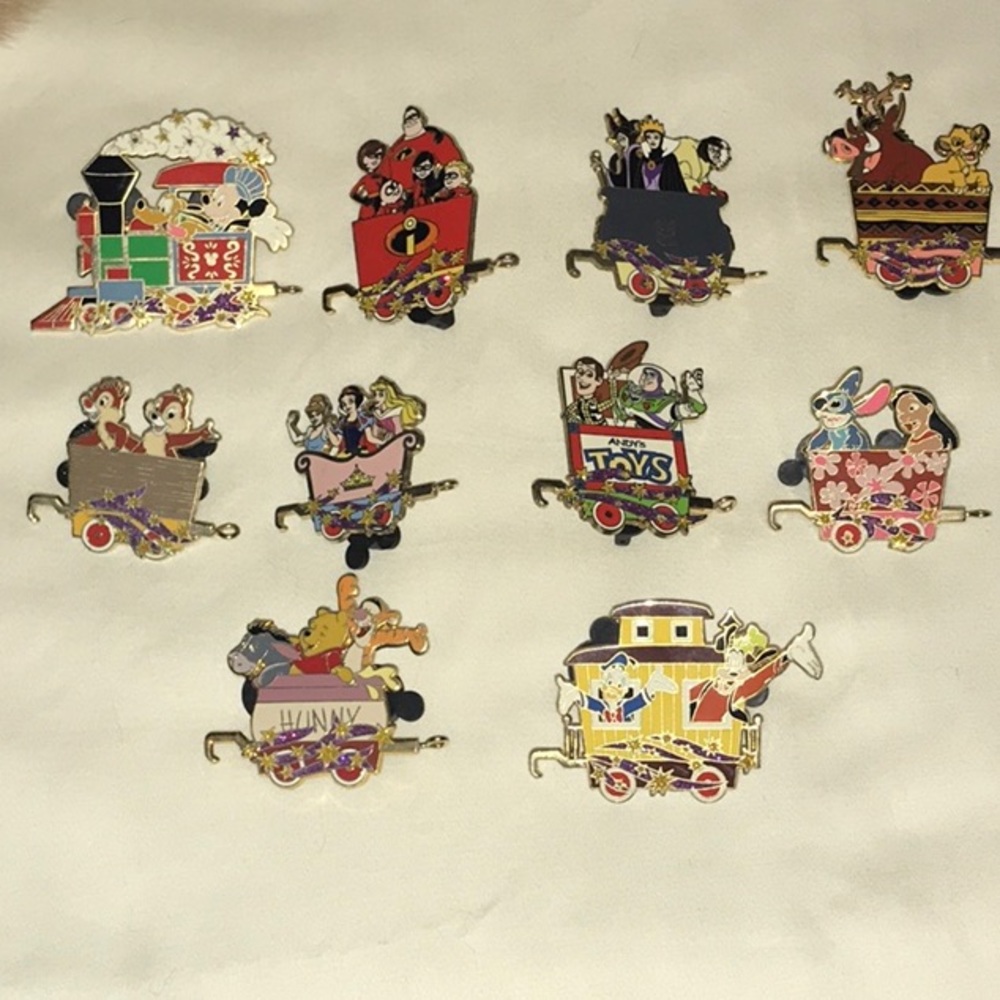 SOLD.  Disney pin 10 piece train set